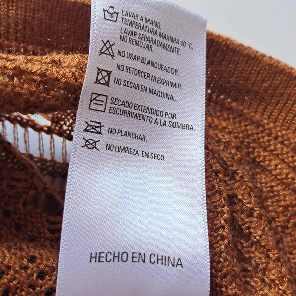 NAF NAF Paris LACE top knit sweater Sz S Café Caramelo Color BOHO SUMMER OFFICE - Picture 13 of 13